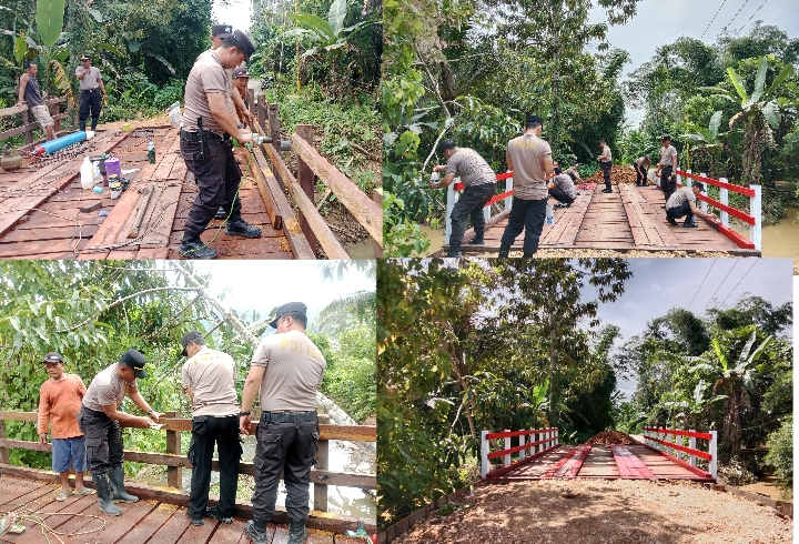 Wujudkan Polri Untuk Masyarakat,Polsek Jaro Turut Serta Renovasi Jembatan Merah Putih Di Garagata 