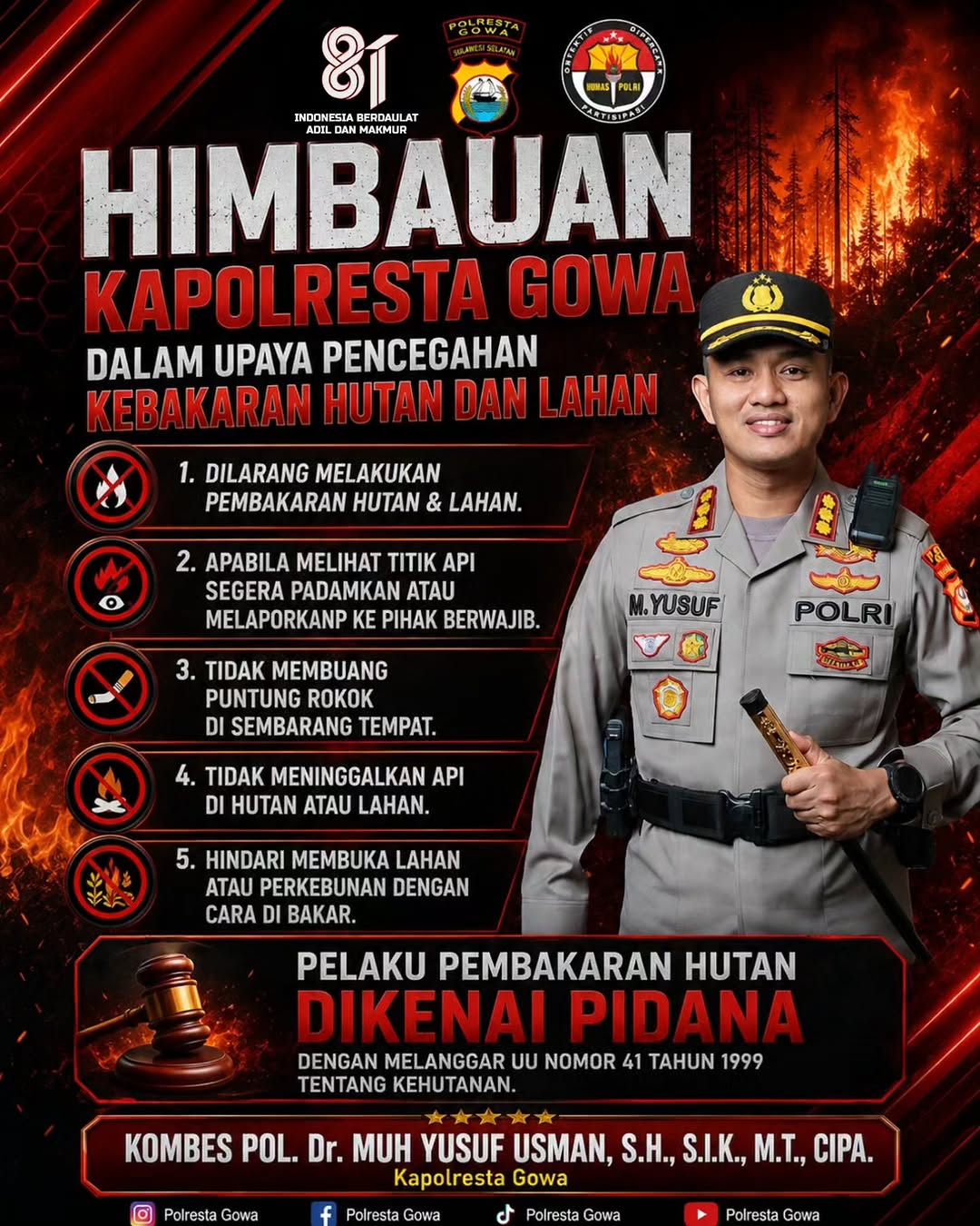 Peringatan Keras Kapolresta Gowa: Pembakaran Hutan Bukan Jalan Pintas, Ada Ancaman Pidana