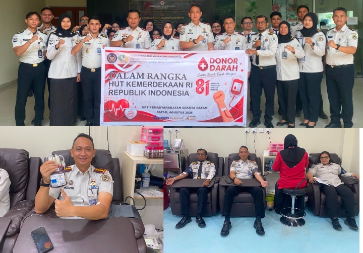 Semarak HUT ke-81 RI, Lapas Kelas IIA Batam Bersama UPT Pemasyarakatan se-Kota Batam Gelar Donor Darah